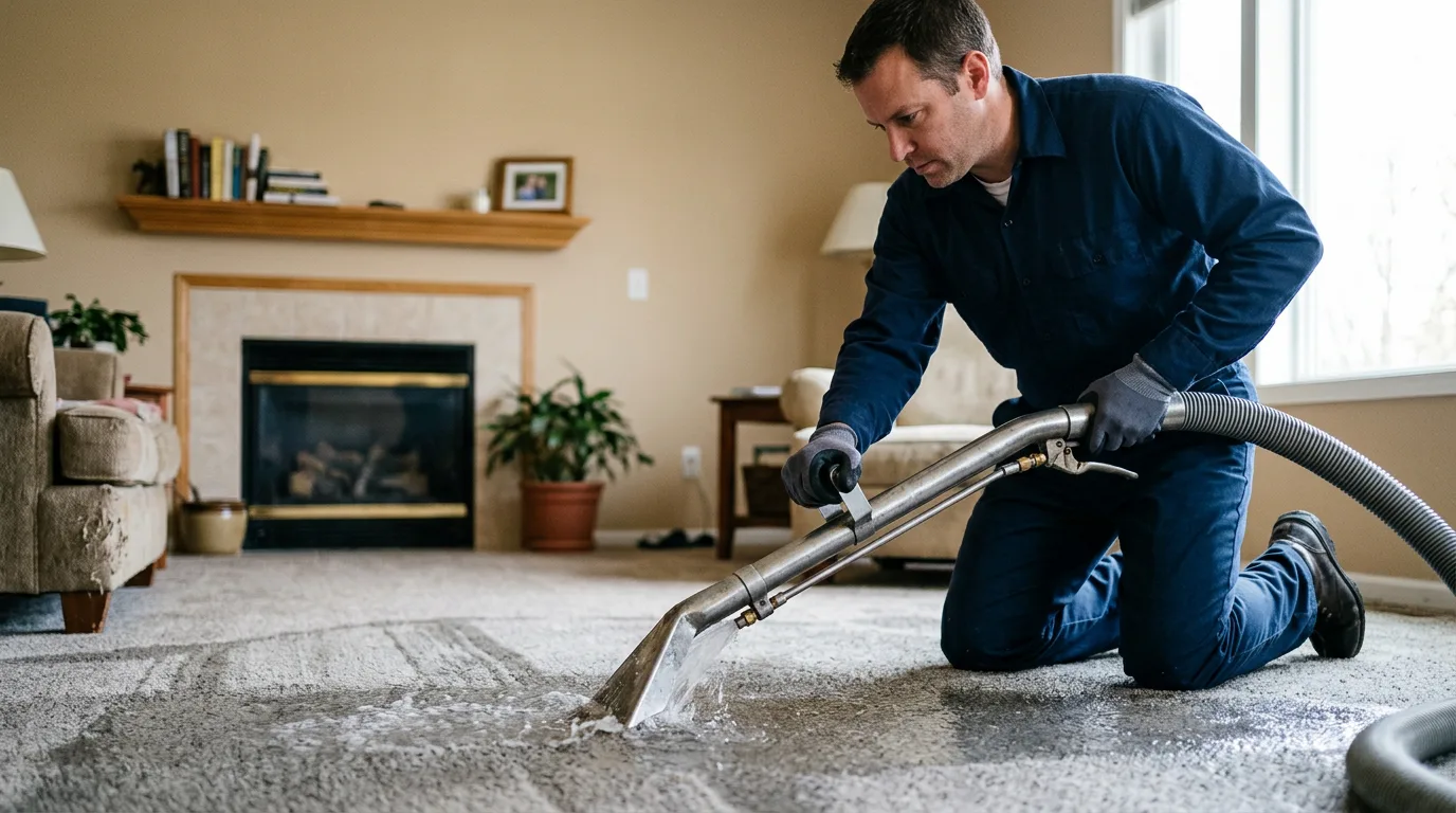 Water damage restoration technician working near Clinton, MA